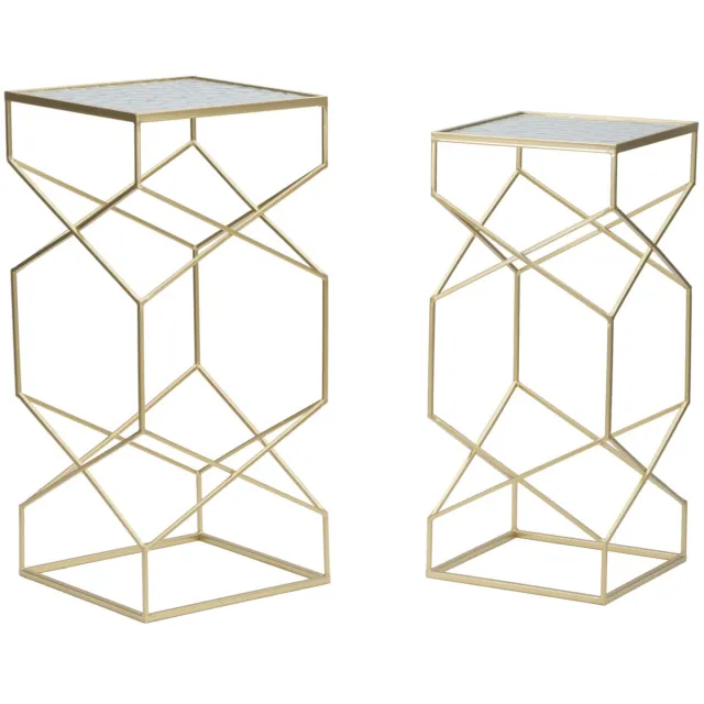 Mauro Ferretti Tafel Glassy Set 2 Pcs 31,5×31,5×68 cm Goud