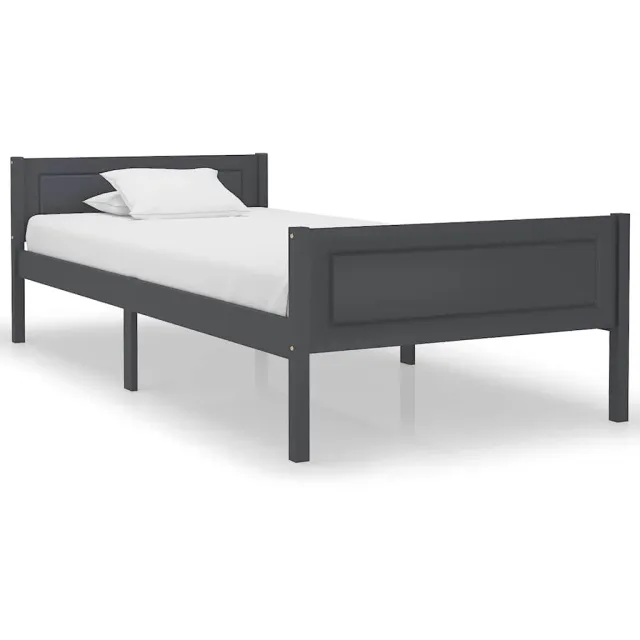vidaXL Bedframe massief grenenhout grijs 100x200 cm