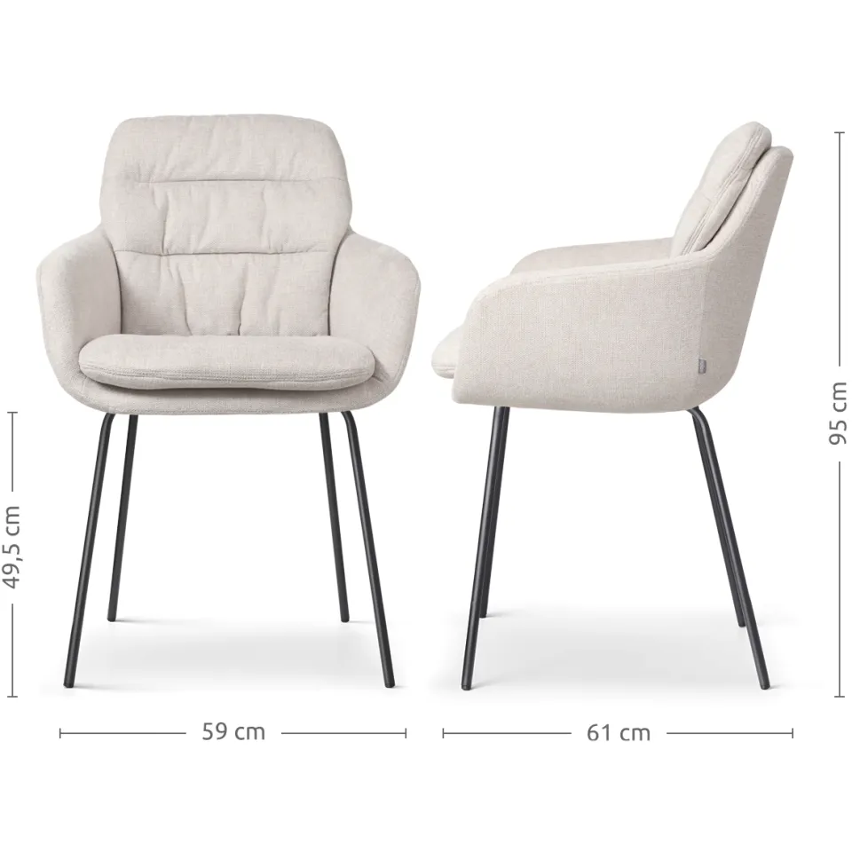 Nolon Nora-Mia eetkamerstoel beige - zwart onderstel, foto 3