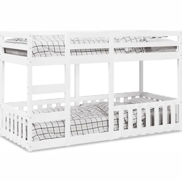 vidaXL Stapelbed massief grenenhout wit 90x200 cm