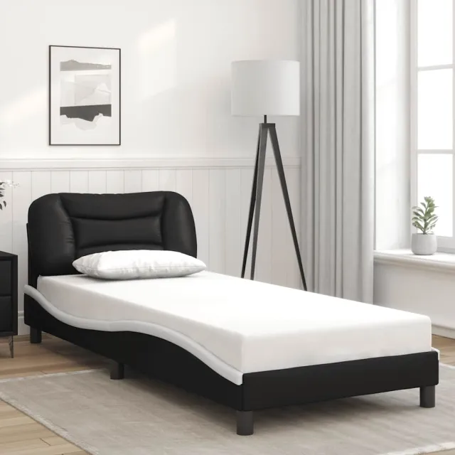 vidaXL Bedframe zonder matras "Hvar" kunstleer zwart en wit 90x190 cm