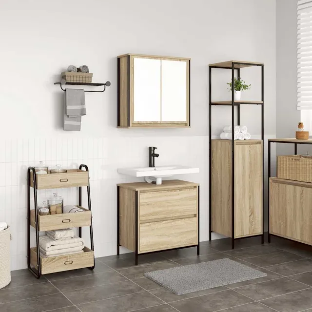 vidaXL 2-delige Badkamermeubelset bewerkt hout sonoma eikenkleurig Bruin
