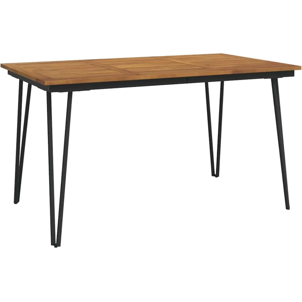 vidaXL Tuintafel met haarspeldpoten 140x80x75 cm massief acaciahout bruin, foto 3