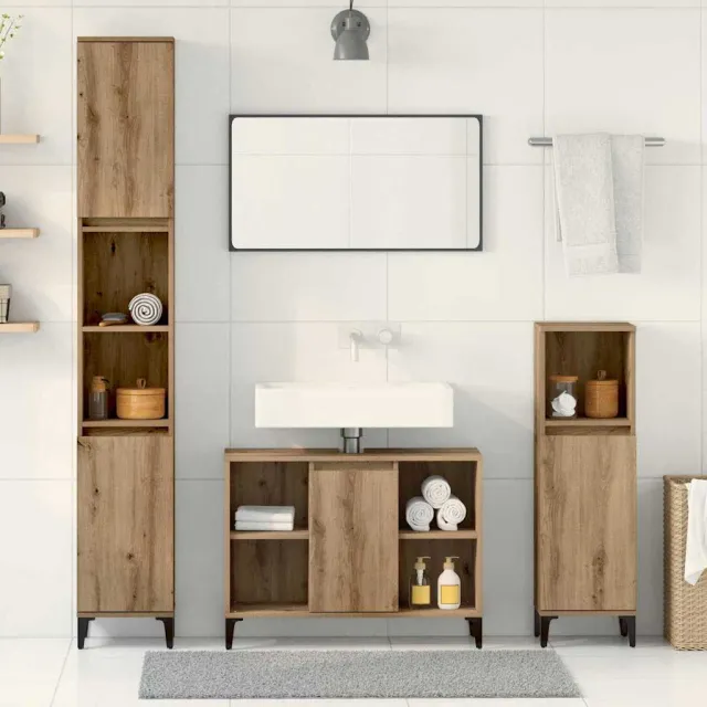 vidaXL Badkamermeubelset 3 st Artisan Eiken Bewerkt hout Bruin