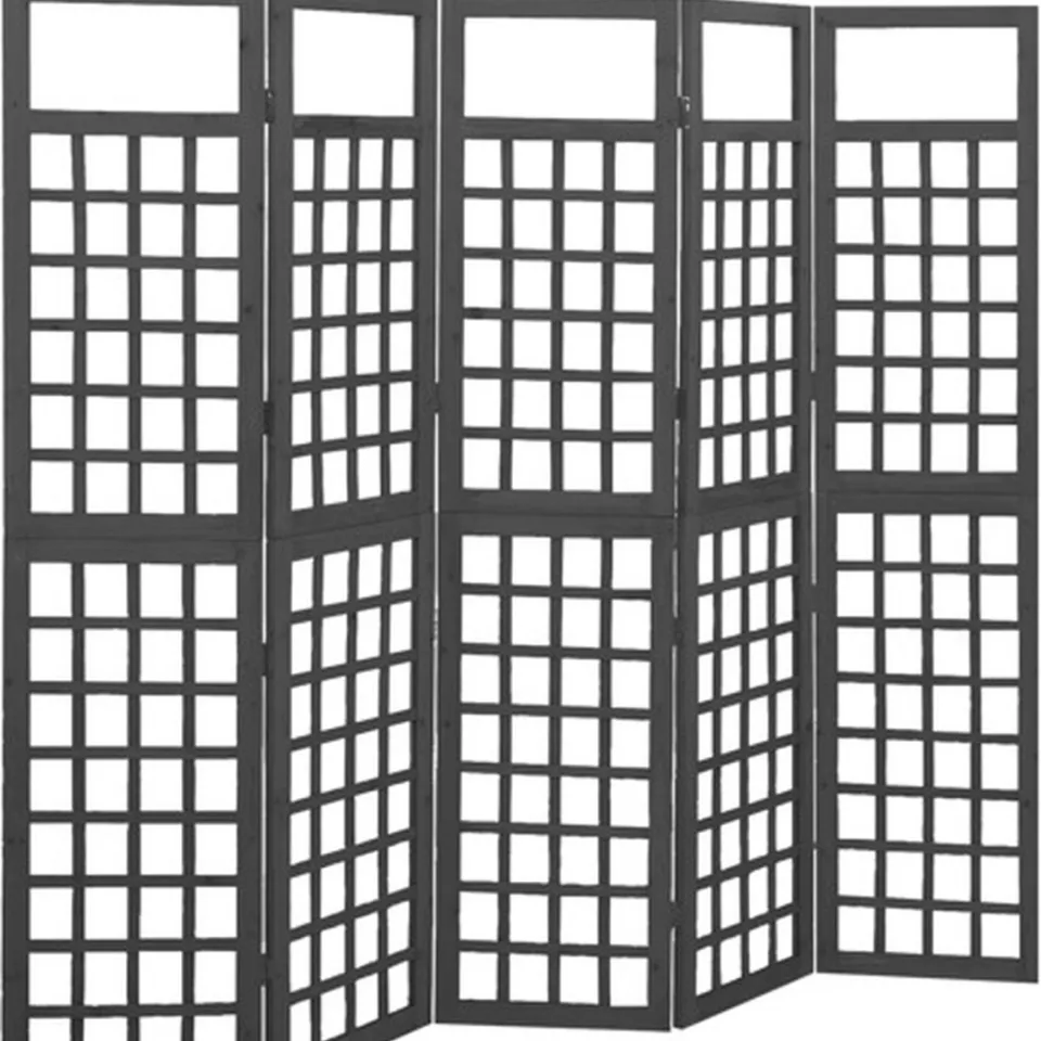 vidaXL Kamerscherm/trellis met 5 panelen 201,5x180 cm vurenhout zwart, foto 2