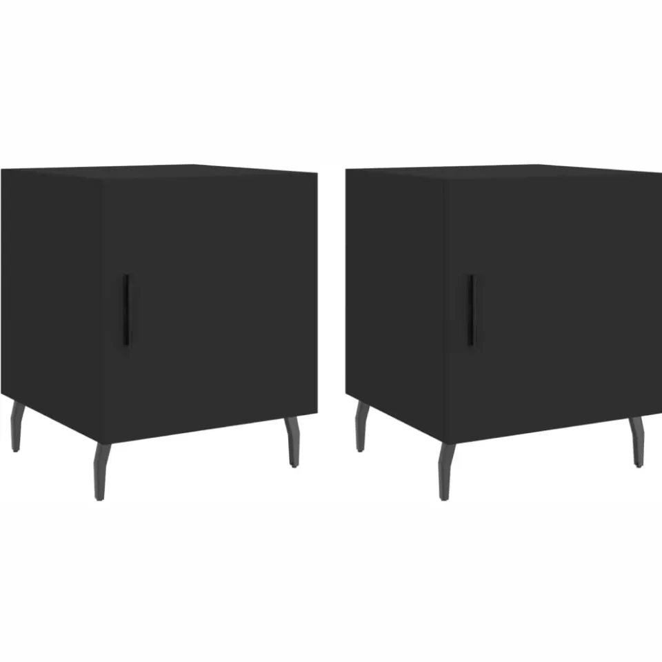 vidaXL Nachtkastjes 2 st 40x40x50 cm bewerkt hout zwart, foto 3