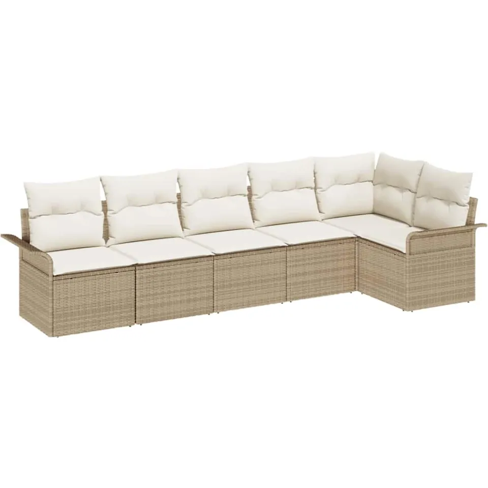 vidaXL Tuin Sofa Set 6 st Beige poly rattan