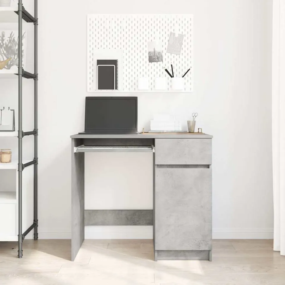 vidaXL Bureau 86x49x76 cm spaanplaat betongrijs grijs, foto 3