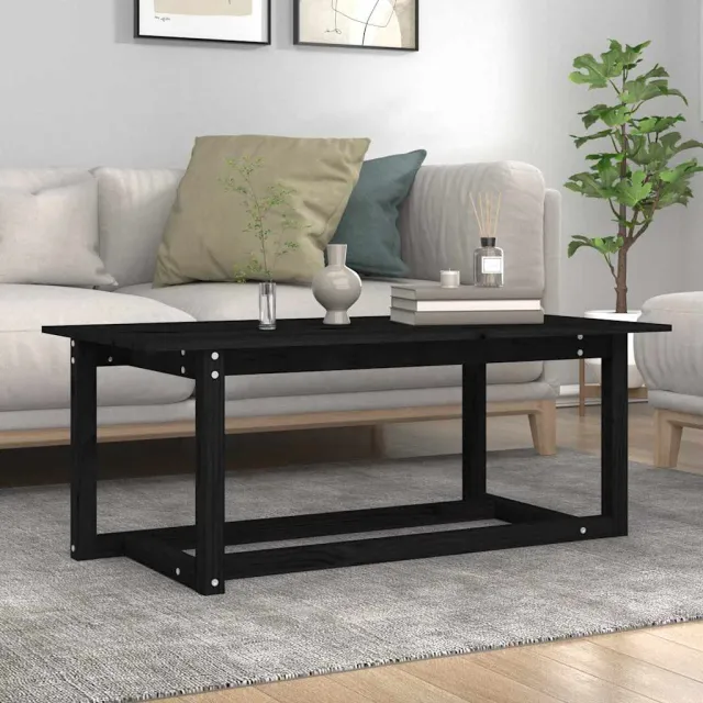 vidaXL Salontafel 110x55x45 cm massief grenenhout zwart, foto 2
