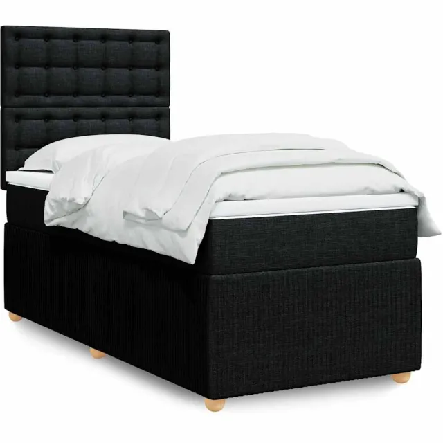 vidaXL Boxspring met matras stof zwart 90x200 cm