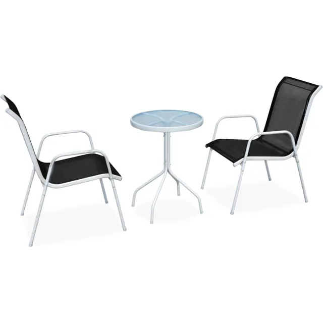 vidaXL 3-delige Bistroset staal zwart Grijs