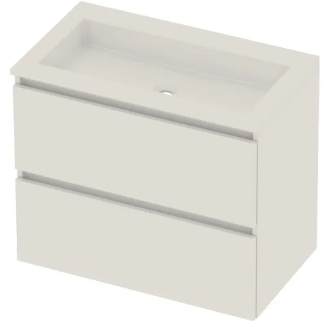 Basic-Line Aura 46 Badmeubelset Acryl Zonder Kraangat Greeploos 80x46x62 cm Ice White Glans Wit