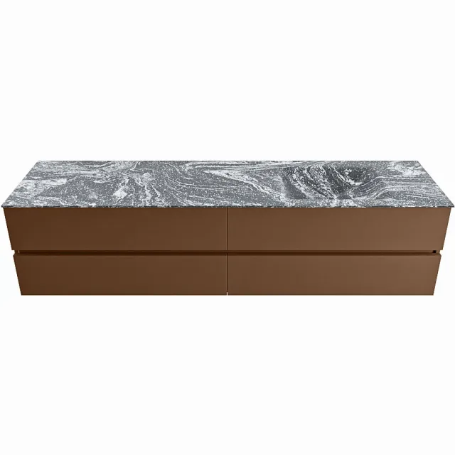 Mondiaz VICA-DLUX 200cm badmeubel onderkast Rust 4 lades. Inbouw wastafel CLOUD rechts 1 kraangat, kleur Lava.