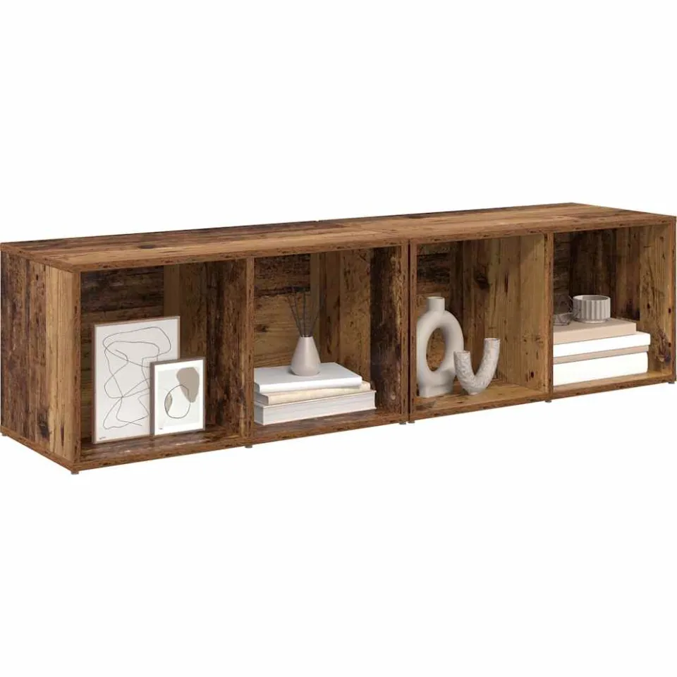vidaXL Tv-meubelset 2 st 37 x 35 x 72 cm Oud Hout Bruin