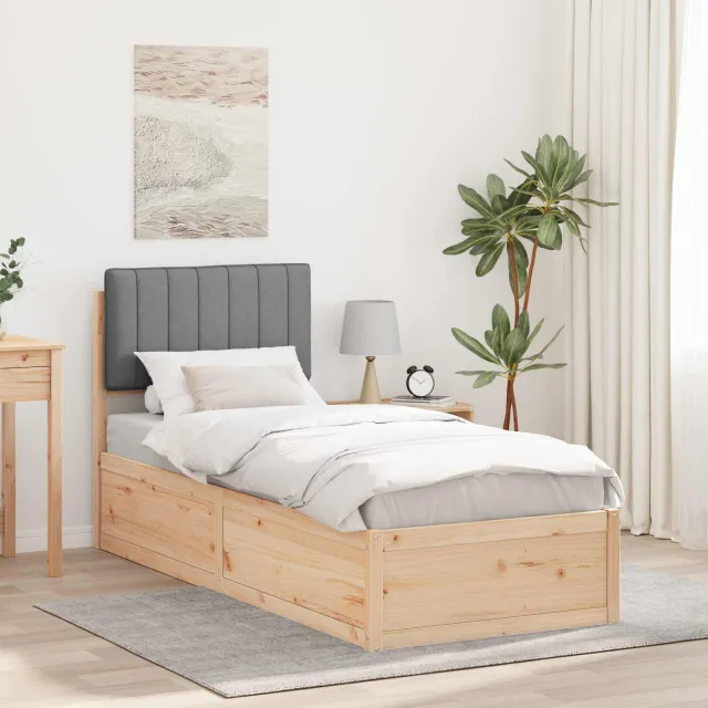 vidaXL Bedframe met Gevoerd Hoofdgedeelte Lichtgrijs 75 x 190 cm