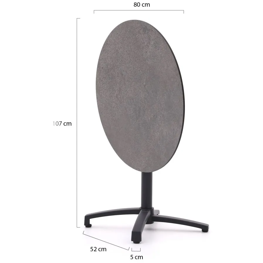 Bellagio tuinmeubelen Bellagio Canzo klaptafel ø 80cm (h:73cm) grijs, foto 3