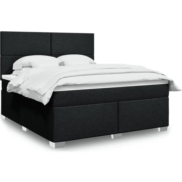 vidaXL Boxspring met matras stof zwart 180x200 cm