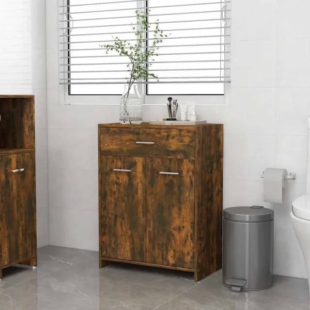 vidaXL Badkamerkast 60x33x80 cm bewerkt hout gerookt eikenkleurig Bruin