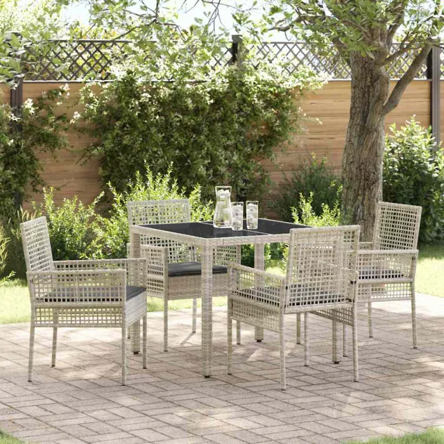 vidaXL Tuin eettafelset 5 st Lichtgrijs poly rattan, foto 2
