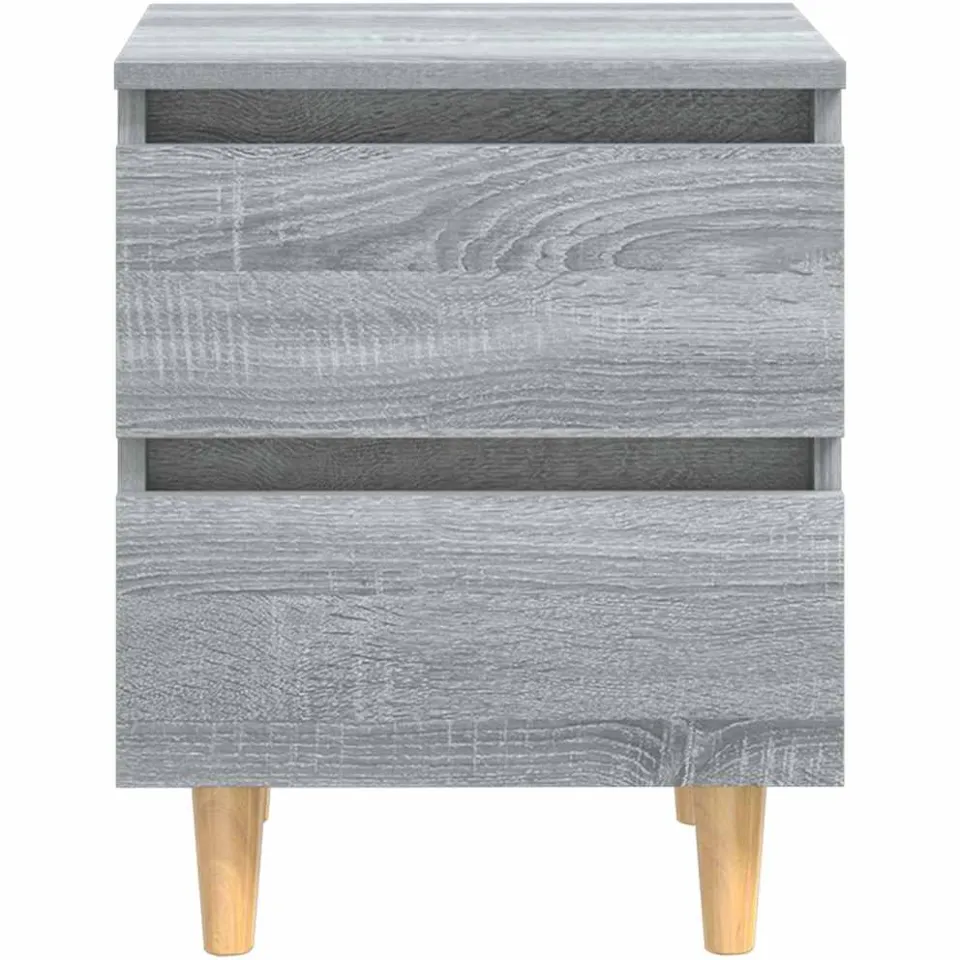 vidaXL Nachtkastje met houten poten 40x35x50 cm grijs sonoma eiken, foto 4