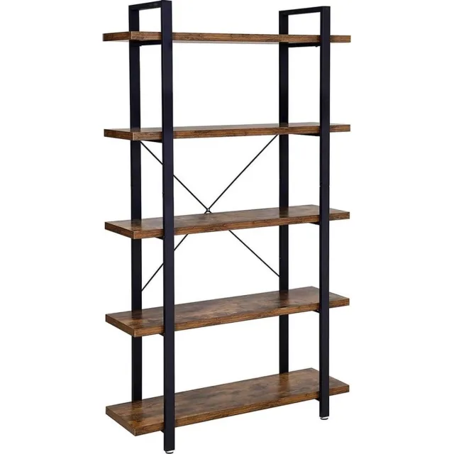 Azuru Industriële Boekenkast met Metalen Frame – Kast voor Slaapkamer en Woonkamer – 105 x 33,5 x 177,5 cm - Bruin/Zwart