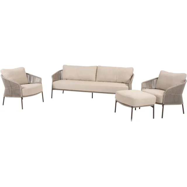 4 Seasons Outdoor Puglia loungeset 3-delig terre 4 Seasons Outdoor lichtgrijs