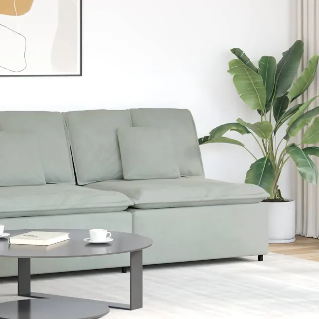 vidaXL Modulaire bank middenmodule met kussens 100 cm lichtgrijs