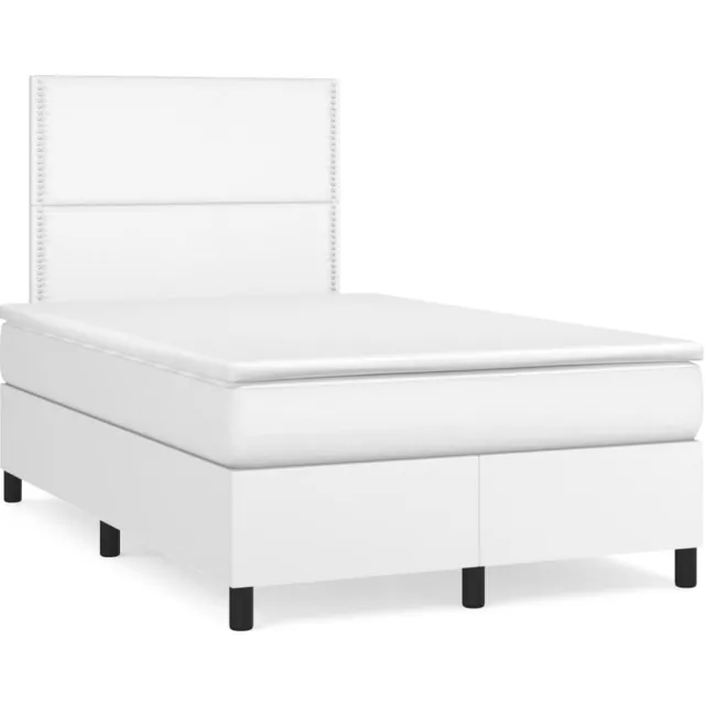 vidaXL Boxspring met matras en LED kunstleer wit 120x190 cm