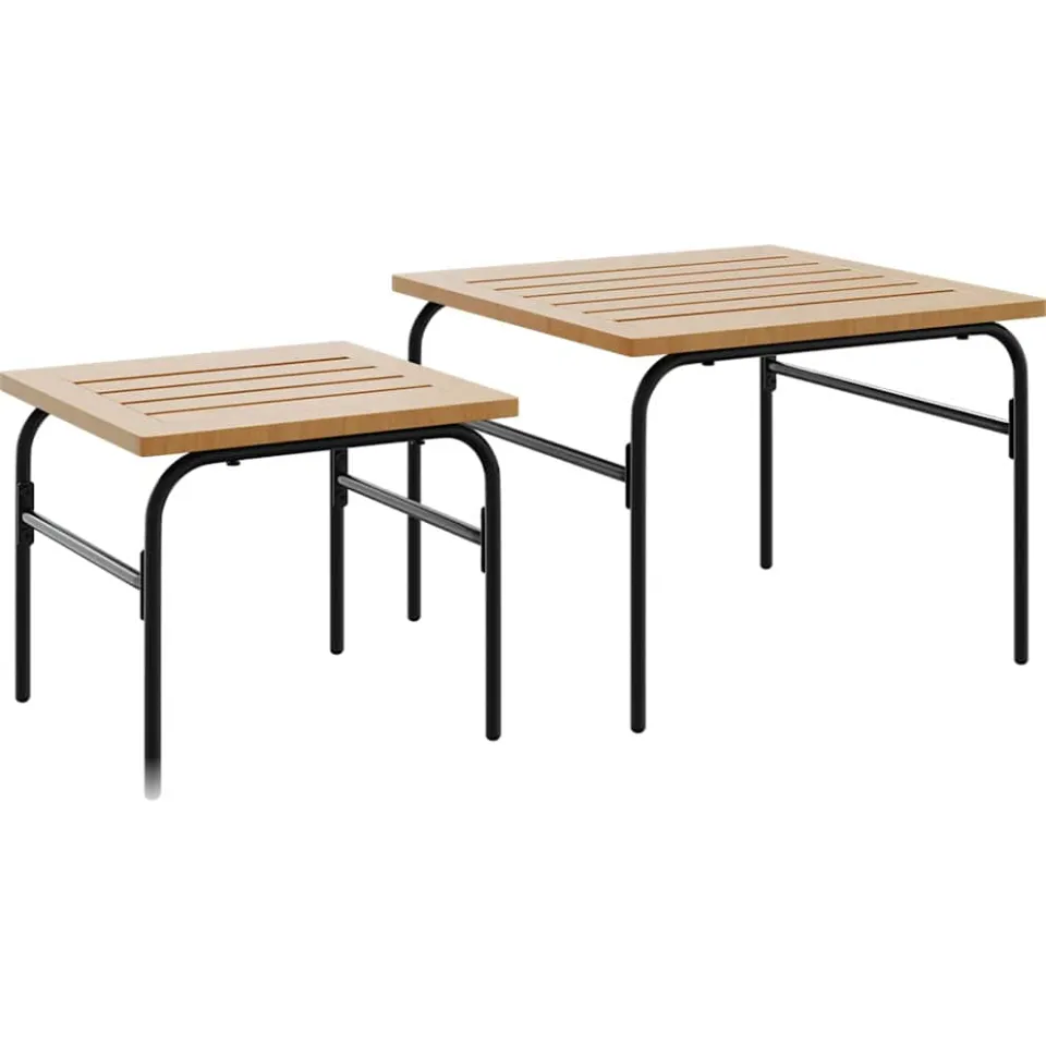 vidaXL 2-delige Tuintafeltjesset staal bruin en zwart
