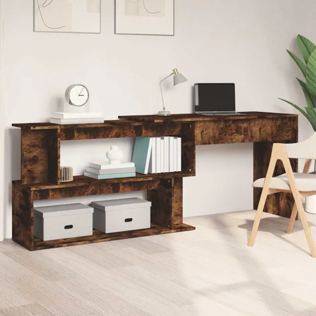 vidaXL Hoekbureau 200x50x76 cm bewerkt hout gerookt eikenkleur Bruin