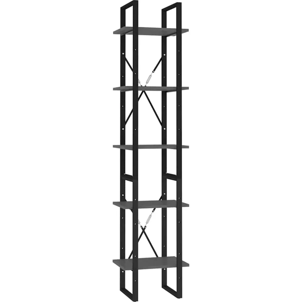 vidaXL Boekenkast met 5 schappen 40x30x175 cm bewerkt hout grijs, foto 3