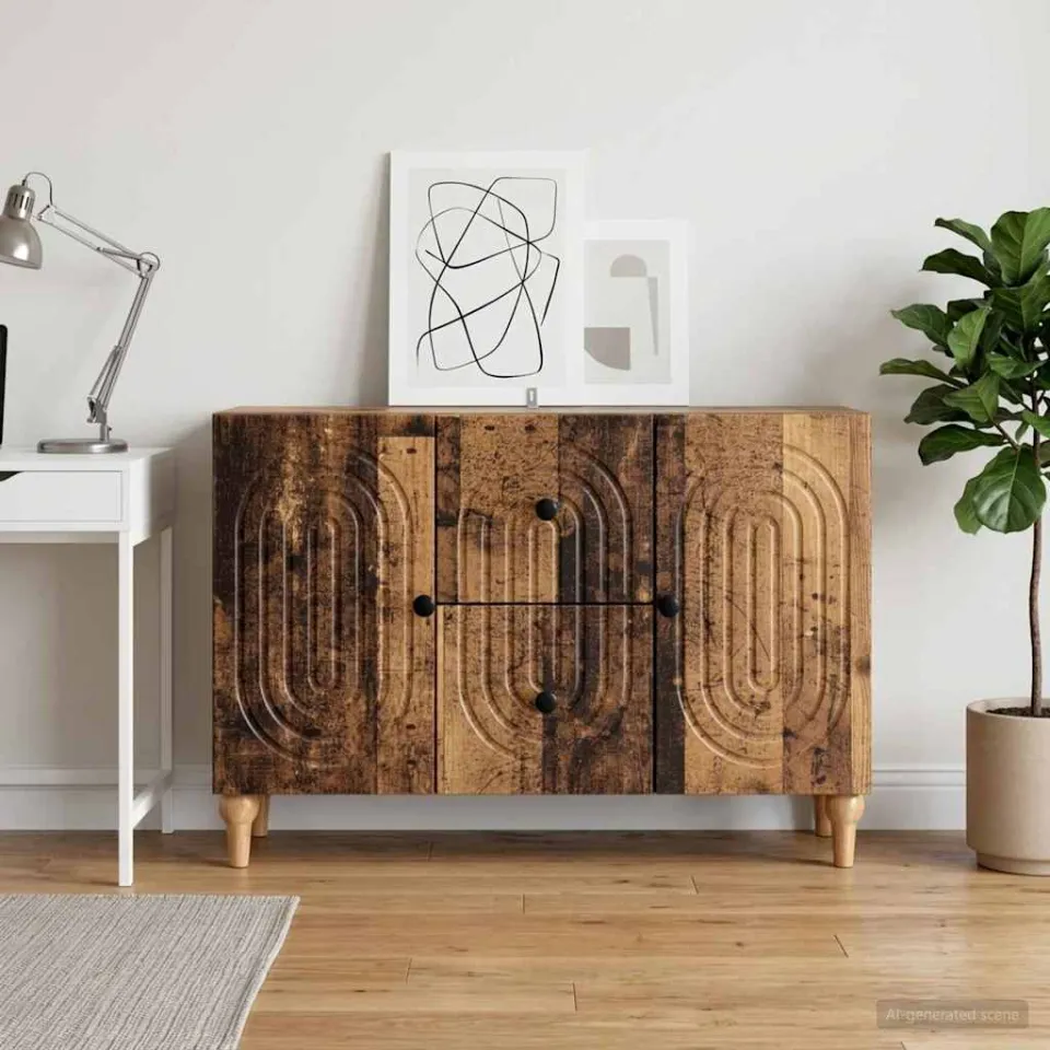 vidaXL TV-kast met lade Oud hout 89 x 34,5 x 60 cm Bewerkt hout bruin, foto 3