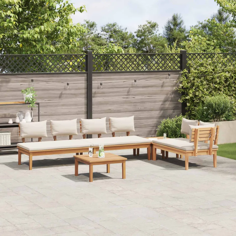 vidaXL Tuinbankenset 5 st Bruin en Crème, foto 3