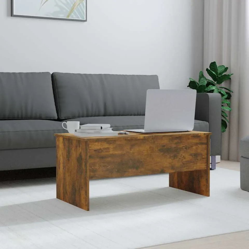 vidaXL Salontafel 102x50,5x46,5 cm bewerkt hout gerookt eikenkleurig, foto 2