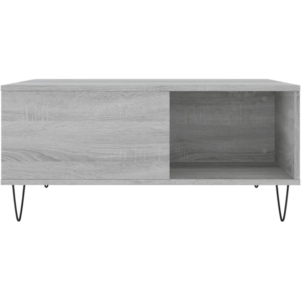 vidaXL Salontafel 80x80x36,5 cm bewerkt hout grijs sonoma eikenkleurig