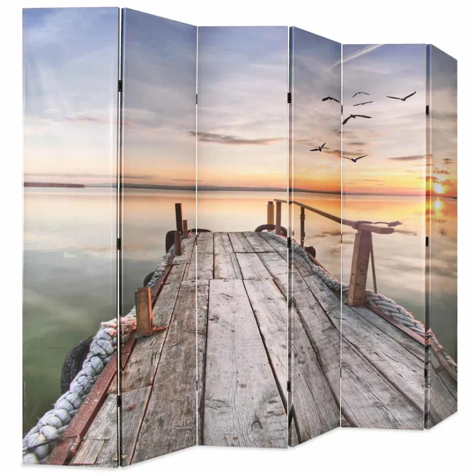vidaXL Kamerscherm inklapbaar meer 228x170 cm Meerkleurig