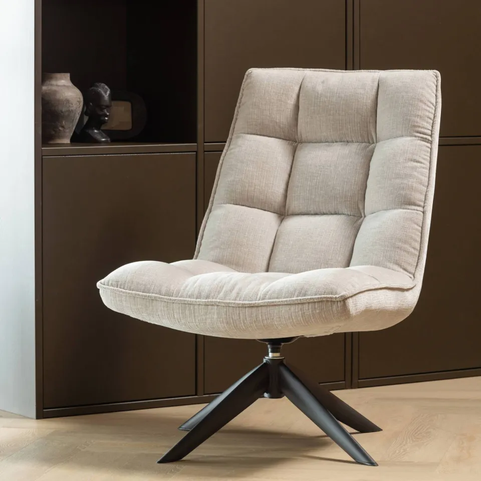 WOOOD Jouke Draaifauteuil - Polyester - Zand - 97x70x85, foto 4