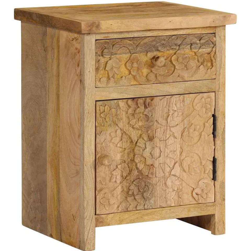 vidaXL Nachtkastje 40x30x50 cm massief mangohout bruin, foto 3