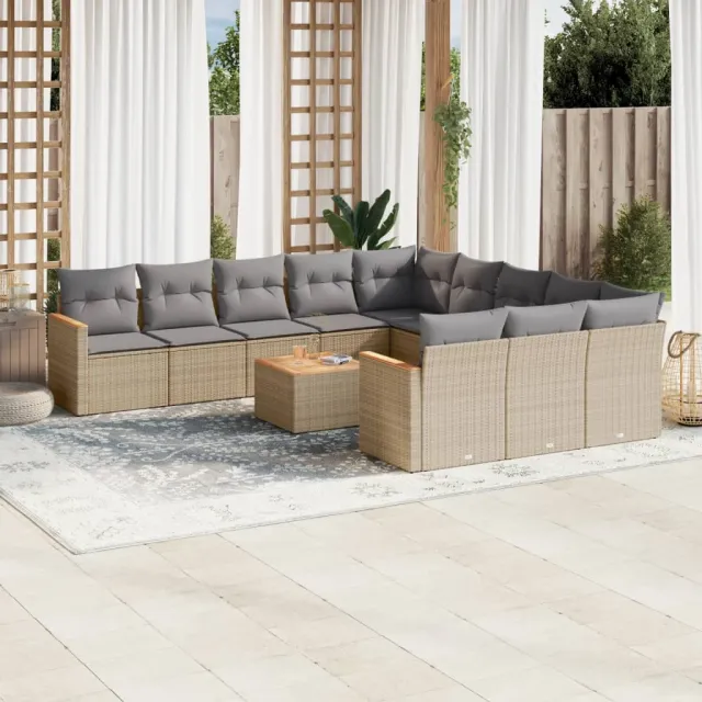 vidaXL Patio Sofa Set 10-zits Beige and Grey, foto 2