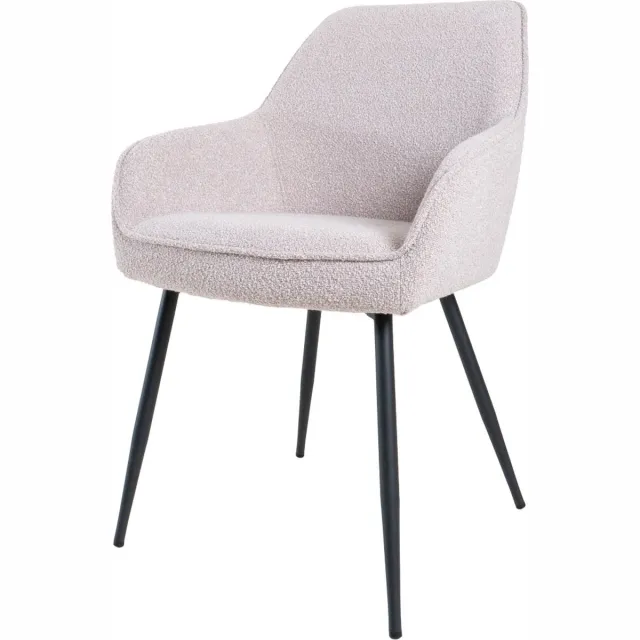 Home67 Eetkamerstoel Fenna - Bouclé - Naturel - Comfortabele Kuipstoel met Armleuningen in Hotel Chique / Scandinavische Stijl Beige
