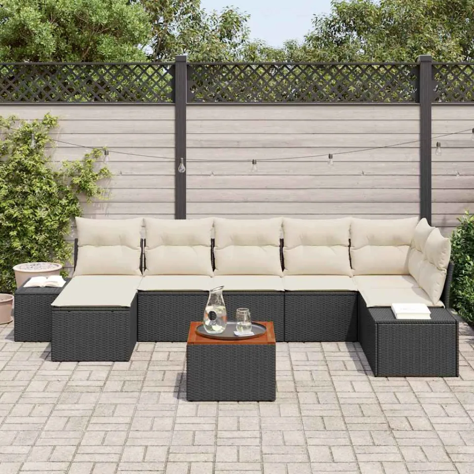 vidaXL Tuin Sofa Set 8 st Zwart en wit, foto 3