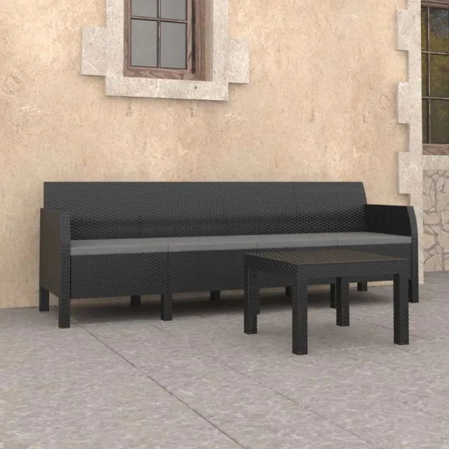 vidaXL 2-delige Loungeset met kussens PP rattan antracietkleurig, foto 2