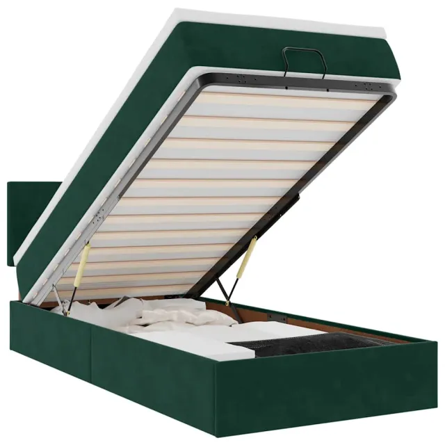 vidaXL Bed poef met matras 120x190 cm fluweel donkergroen