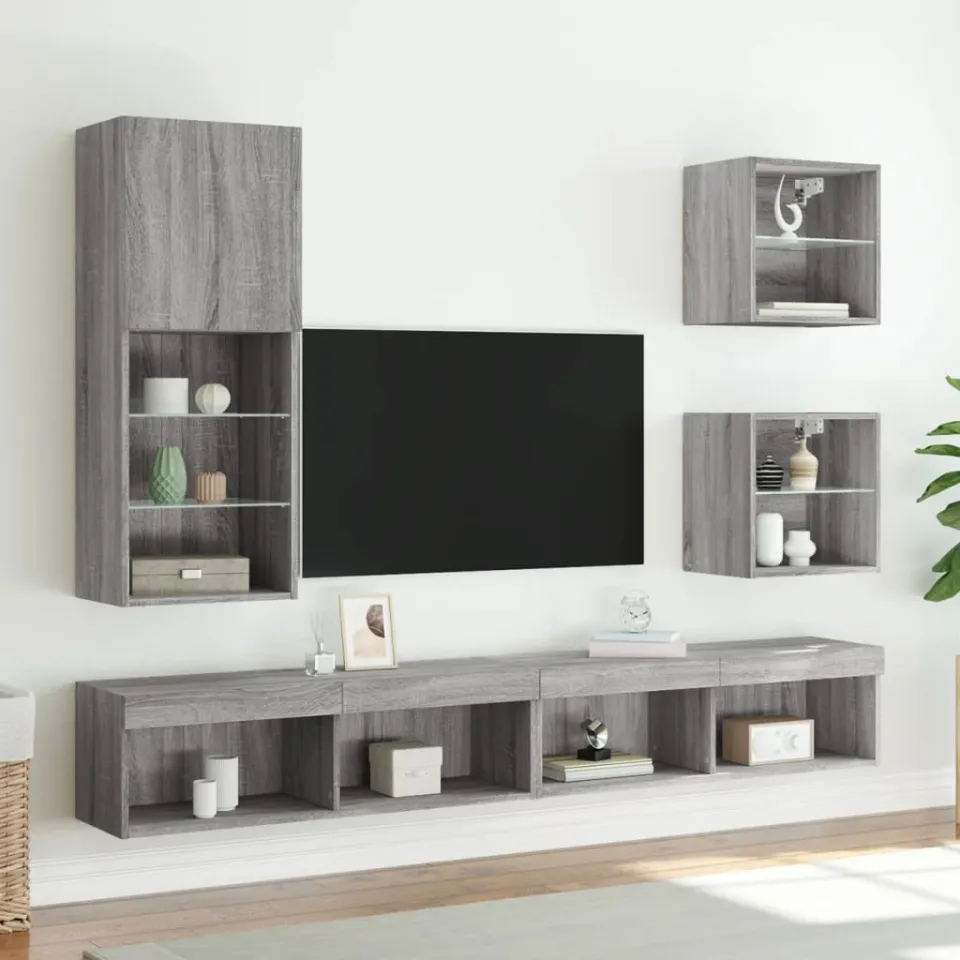 vidaXL Tv-meubel met LED-verlichting 40,5x30x102 cm grijs sonoma eiken, foto 2