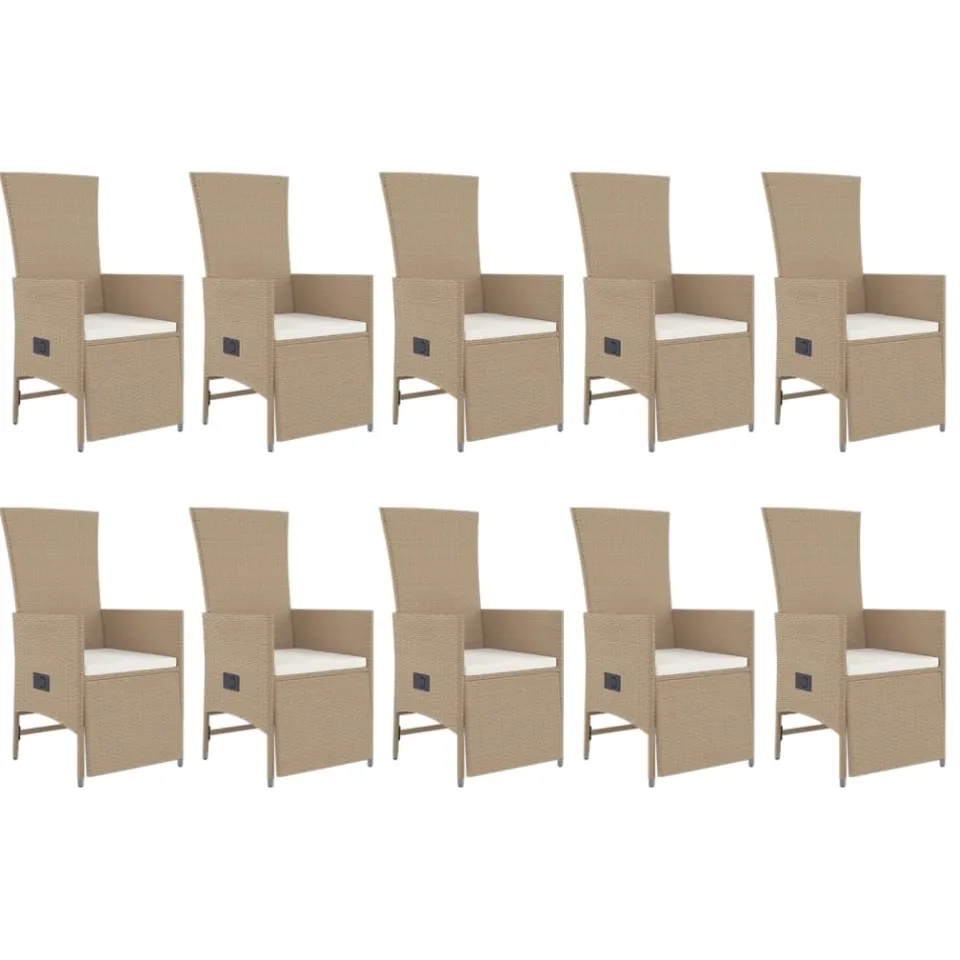vidaXL 11-delige Tuinset met kussens poly rattan beige, foto 3