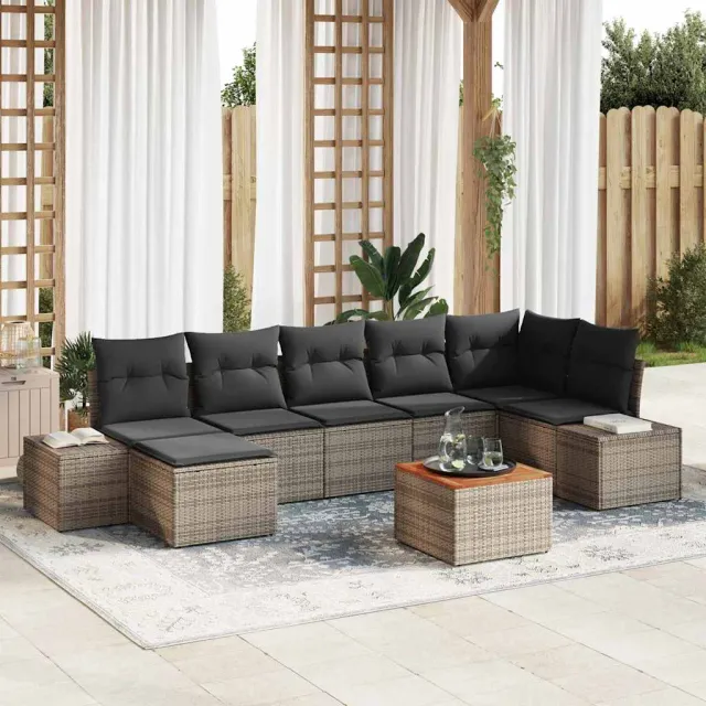vidaXL Tuinbankenset 8 st Grijs poly rattan, foto 2