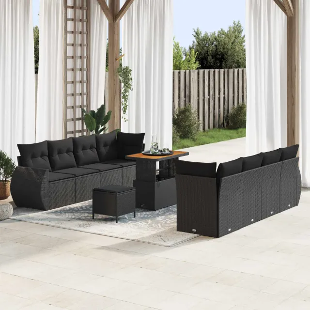 vidaXL Tuin Sofa Set 11 st Zwart poly rattan