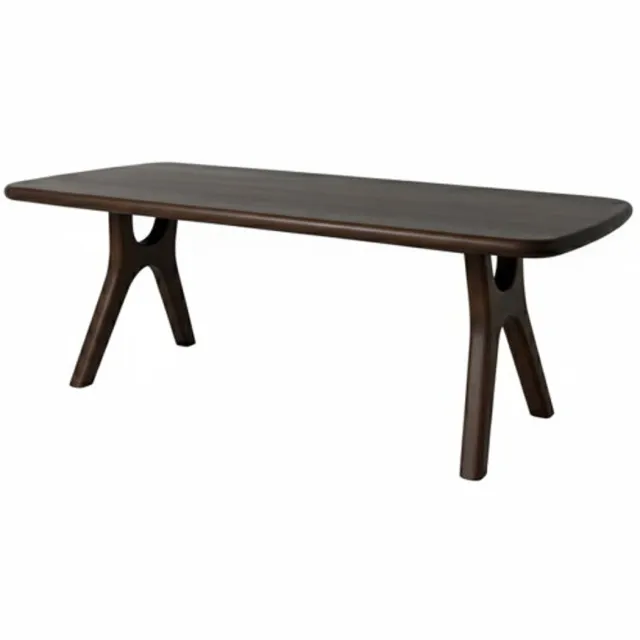 MySons Eettafel Addo rechthoekig met ronde hoeken Mangohout 220x105x76 cm - Japandi - Espresso Brown Bruin