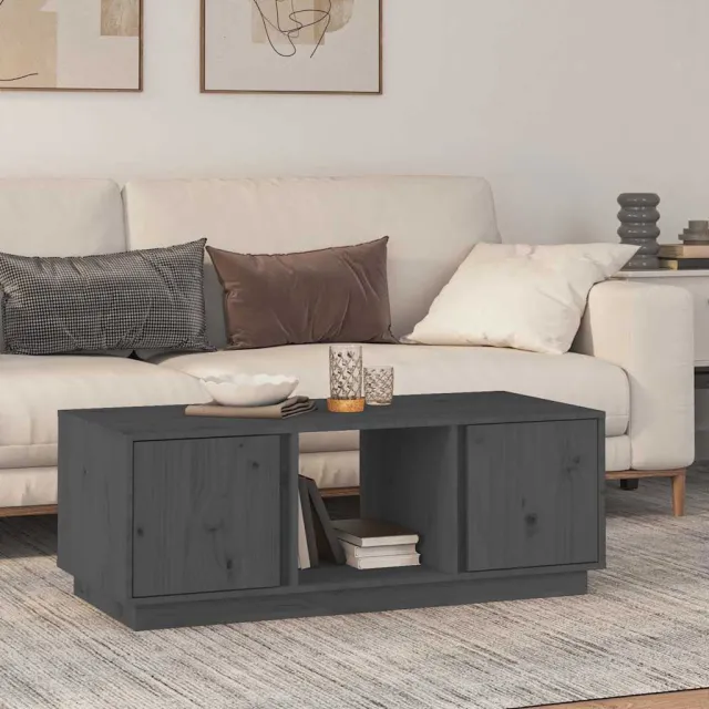 vidaXL Salontafel 110x50x40 cm massief grenenhout grijs, foto 2