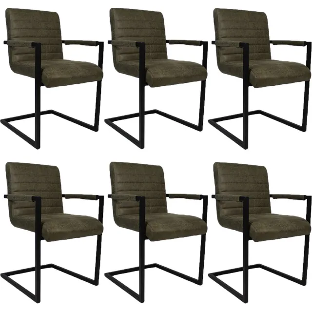 Bronx71 Industriële eetkamerstoel Block Antraciet eco-leer - Eetkamerstoelen set van 6 - stoel